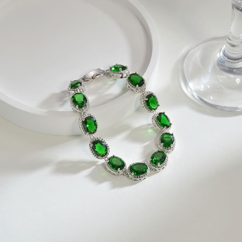 Vòng tay ngọc lục bảo Oval đơn giản