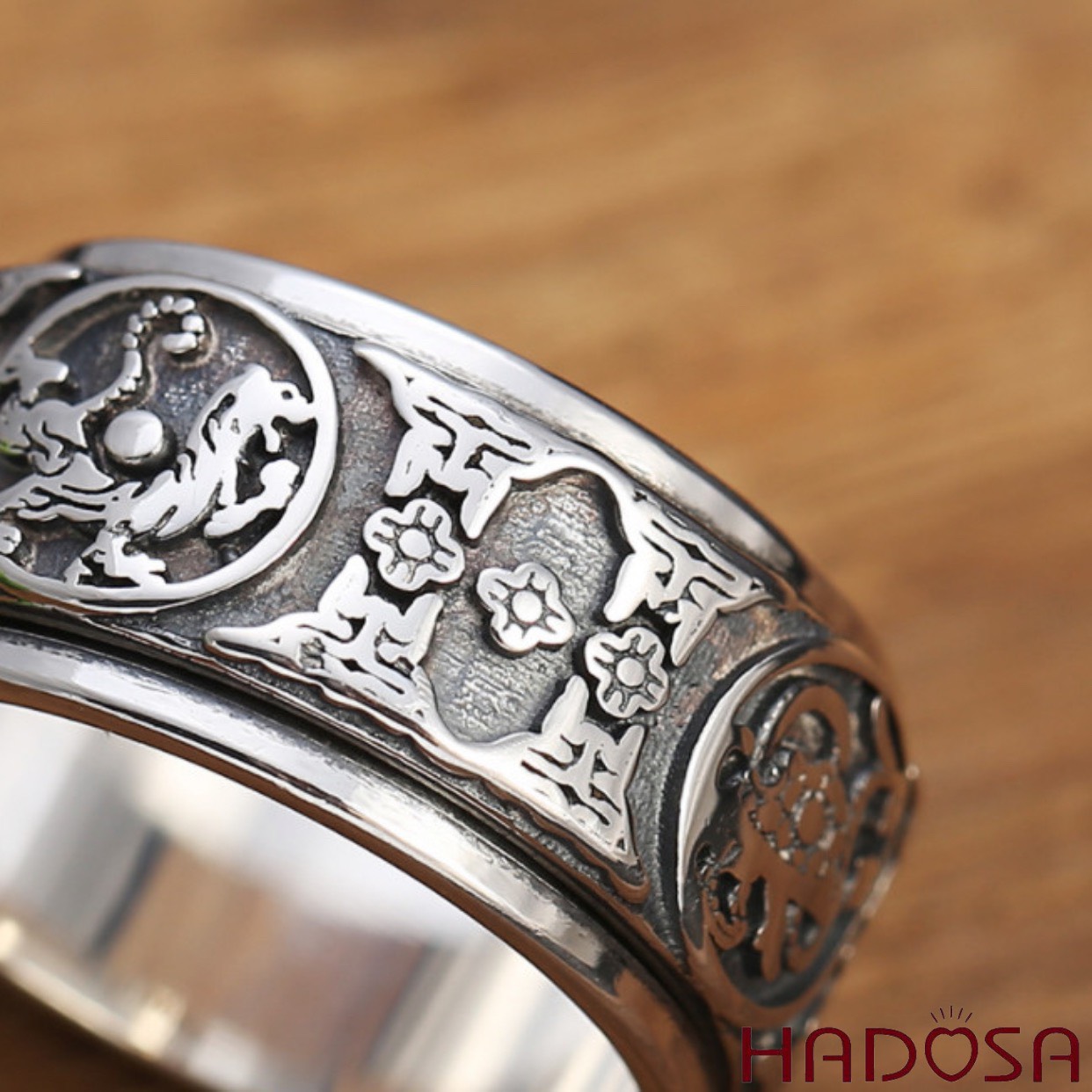 Nhẫn bạc nam tứ linh bạc Thái cao cấp