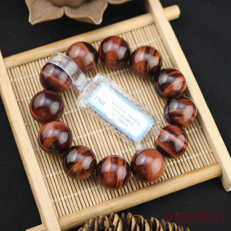 Vòng tay đá Mắt Hổ nâu đỏ 18mm chuẩn 5A