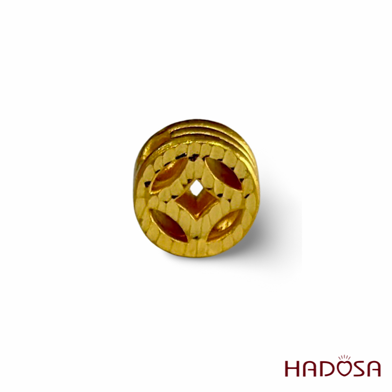 Charm kim tiền bánh xe 9mm vàng 24K 3p5