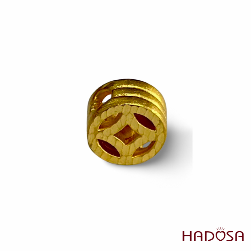 Charm kim tiền bánh xe 9mm vàng 24K 3p5