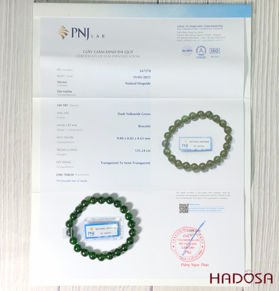 Vòng đá Diopside 9mm cao cấp chuẩn 6A Hadosa
