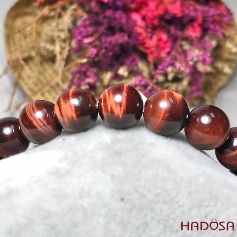 Vòng Thạch Anh Mắt Hổ nâu đỏ 8mm mix tỳ hưu bạc mạ vàng