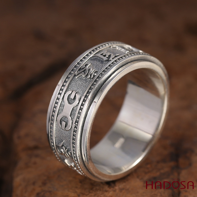 Nhẫn Xoay Bạc Thái Khắc Chú