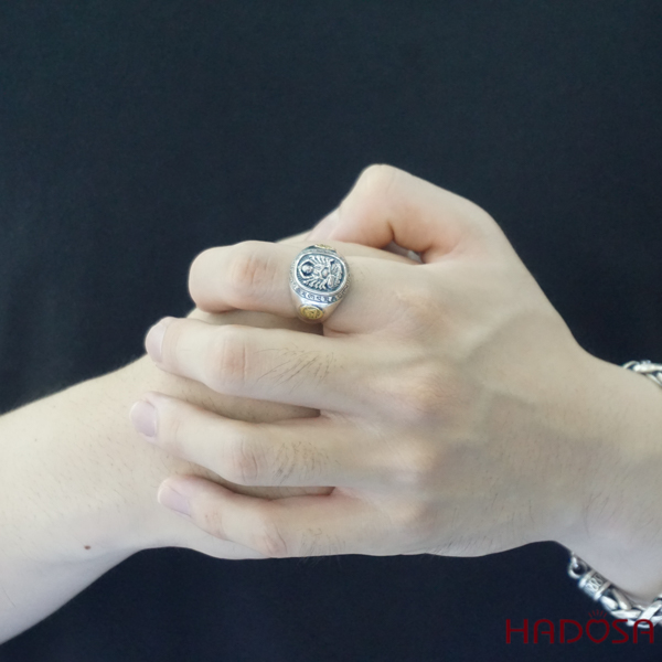 Nhẫn bạc Thái Phật bản mệnh Thiên Thủ Thiên Nhãn (Tý)