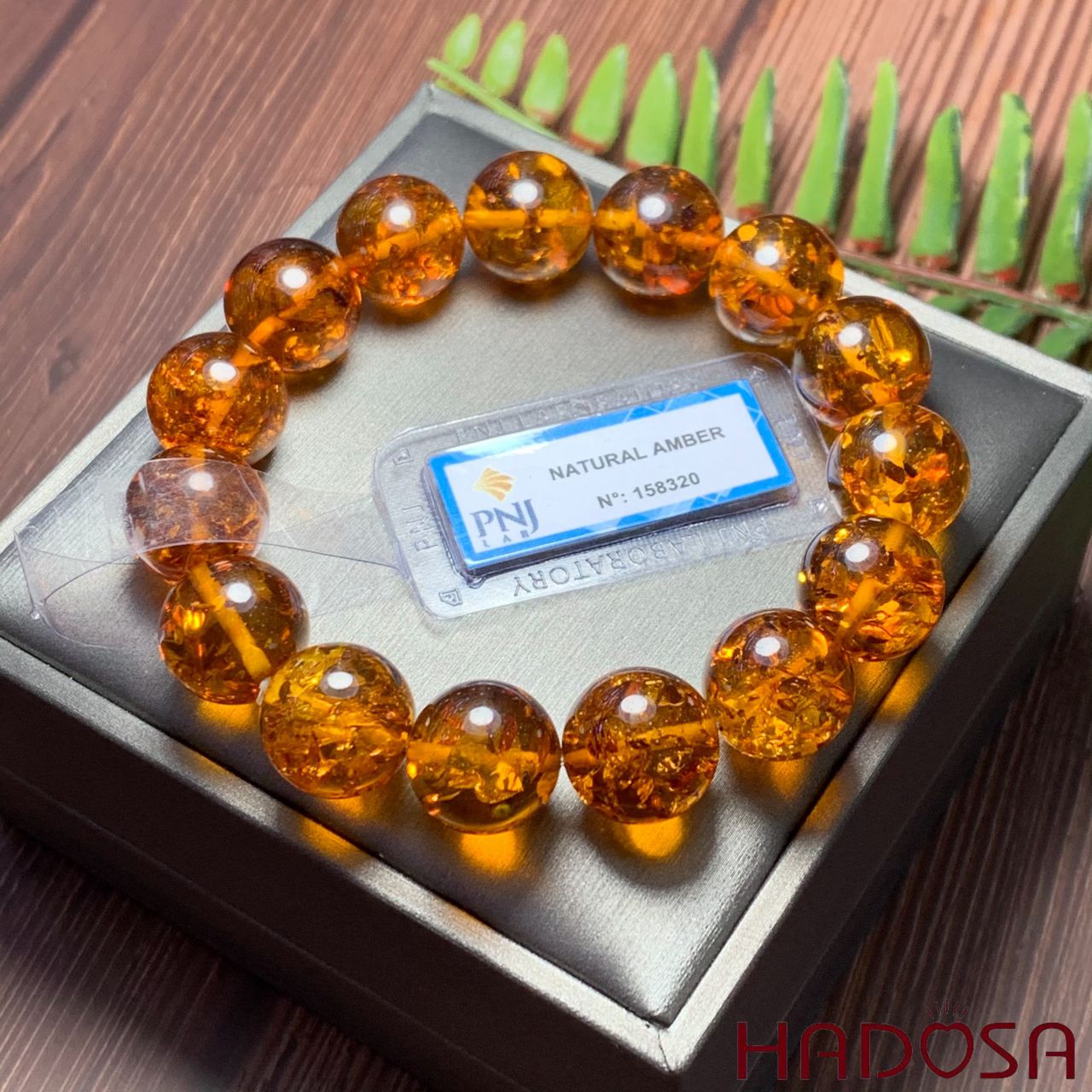 Hổ Phách Baltic cognac vàng đậm 14mm