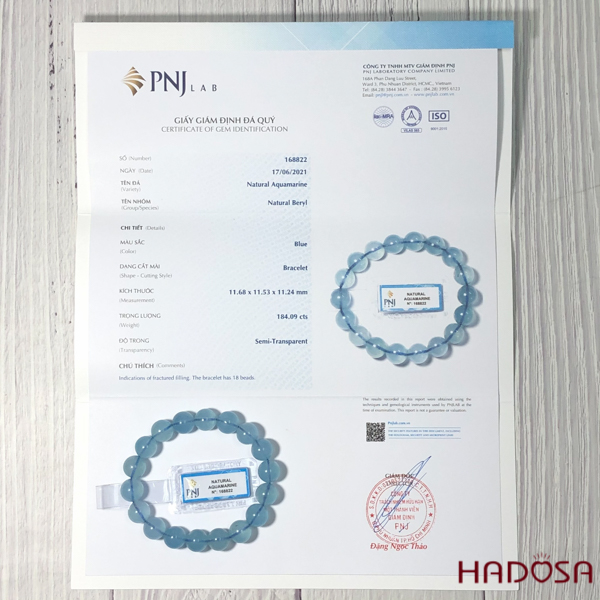 Vòng tay Aquamarine 11mm cao cấp chuẩn 6A