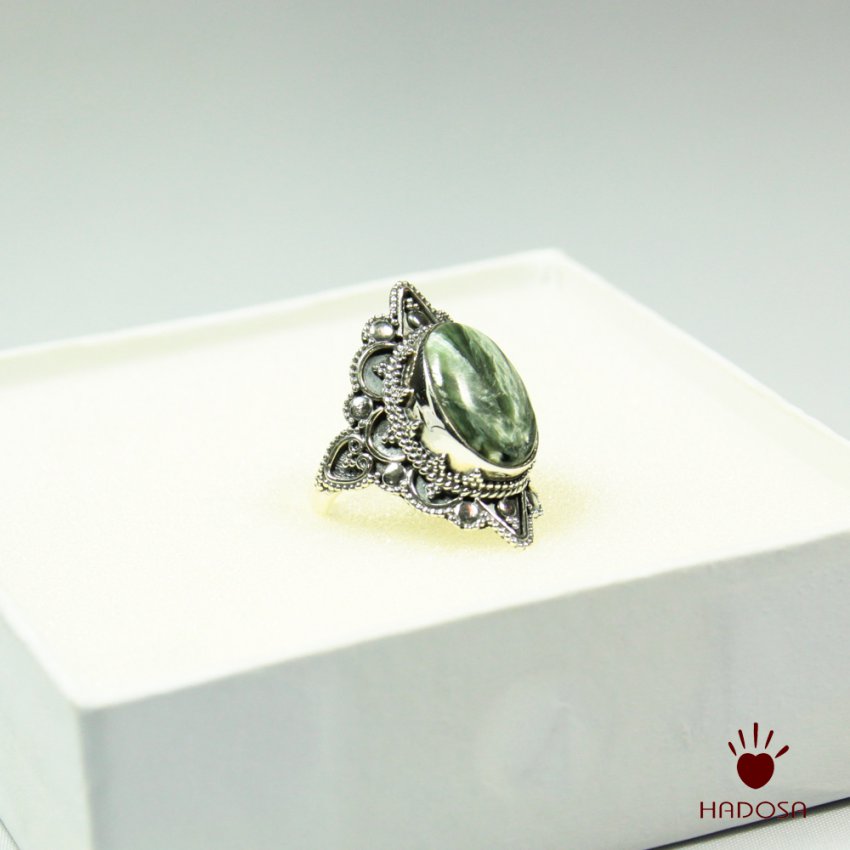 Nhẫn nữ đá Seraphinite bạc 925 cao cấp size 15