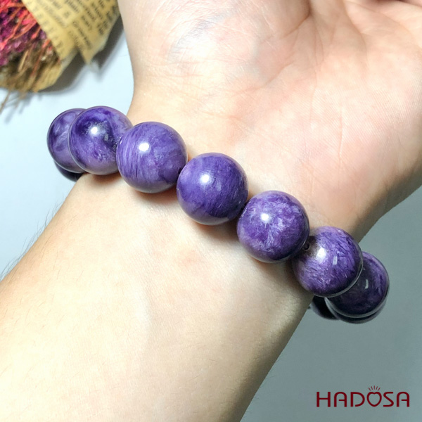 Vòng tay đá Mắt Rồng Charoite 14mm chuẩn 5A