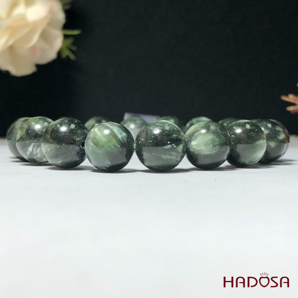 Vòng tay đá Mắt Rồng xanh 11mm 5A