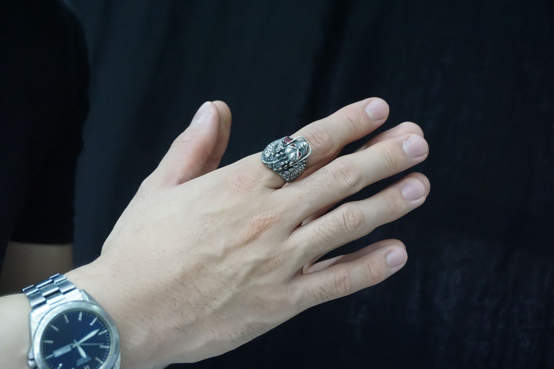 Nhẫn bạc Thái đầu Rồng