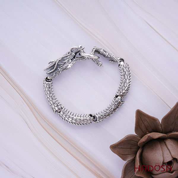 Lắc tay Rồng bạc Thái cho nam