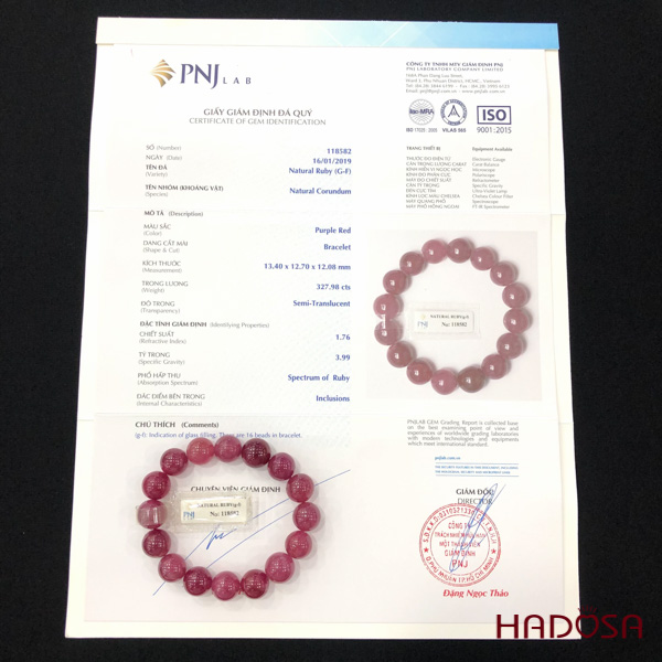 Vòng chuỗi Ruby Thái hồng đẹp ánh sao 12mm cao cấp