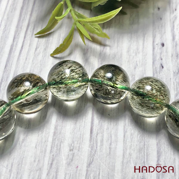 Vòng đá thạch anh tóc xanh 12mm chuẩn 5A