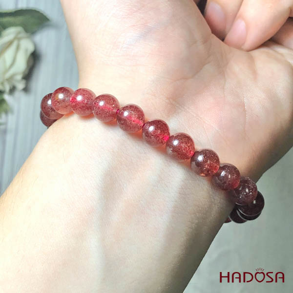 Vòng tay Thạch Anh Dâu Tây 08mm cao cấp chuẩn 6A