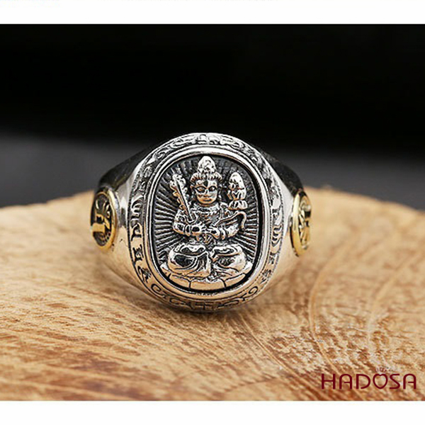 Nhẫn bạc Thái Phật bản mệnh Hư Không Tạng (Sửu, Dần)