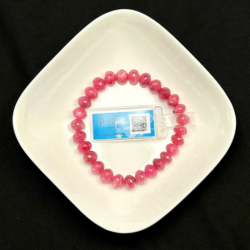 Vòng chuỗi Ruby Thái cắt giác 6x8mm cao cấp