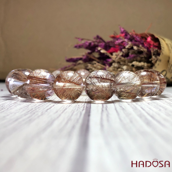 Vòng thạch anh tóc nâu đỏ 13mm cao cấp chuẩn 5A(-)