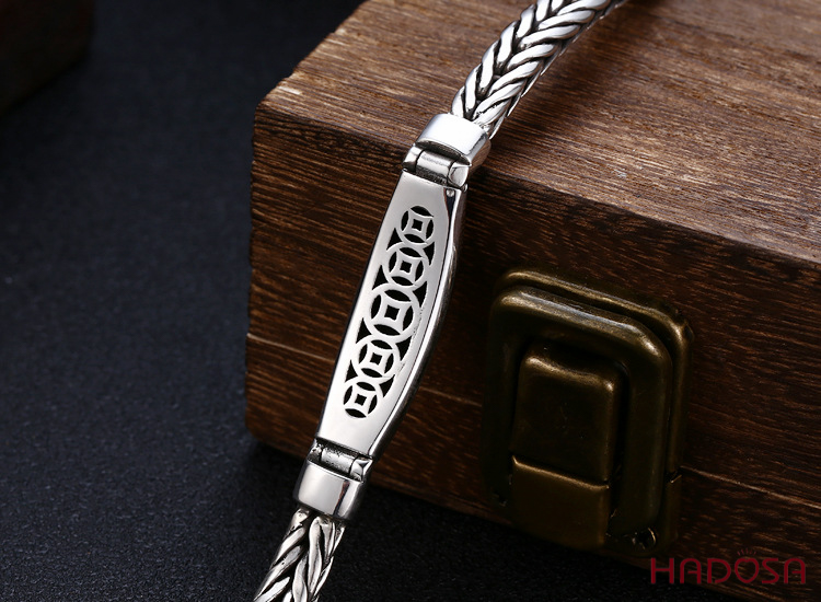 Vòng tay bạc đẹp Om mani padme hum