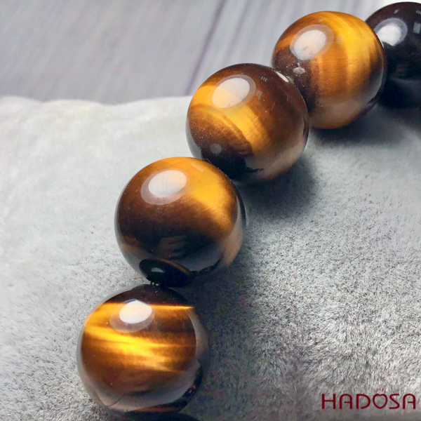 Vòng đá Mắt Hổ vàng nâu 16mm cao cấp chuẩn 5A