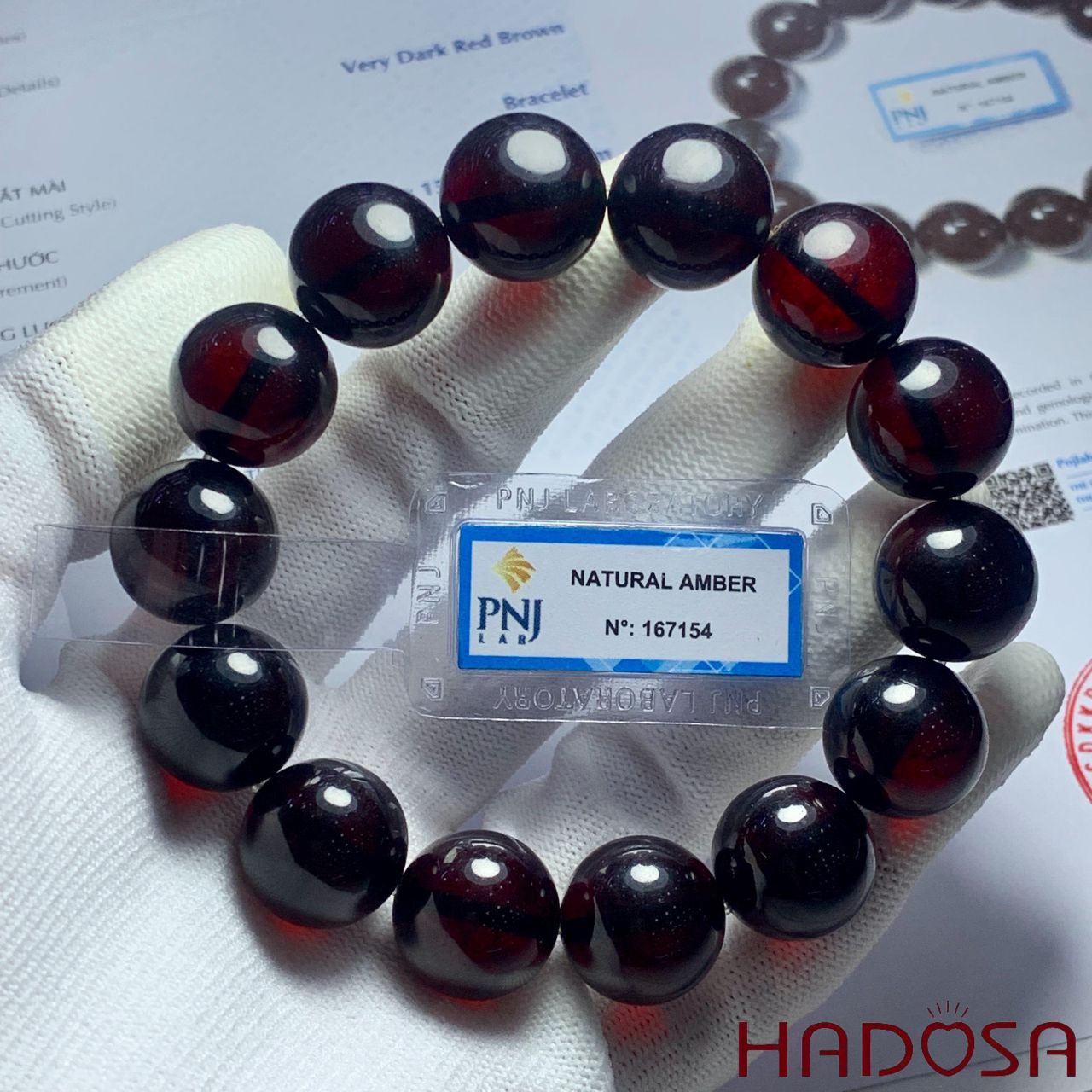 Vòng Hổ Phách Baltic Huyết đen 16mm