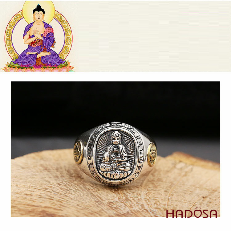 Nhẫn bạc Thái Phật bản mệnh Adida (Tuất, Hợi)