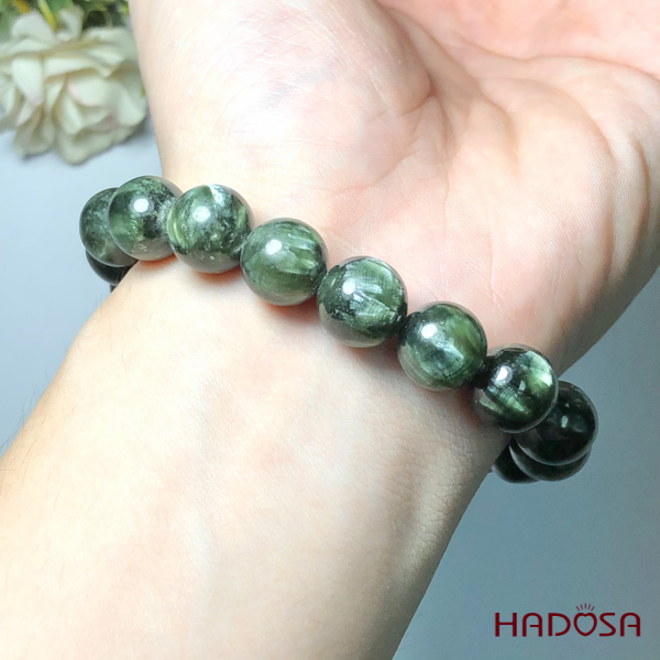 Vòng tay đá Mắt Rồng xanh 11mm 5A