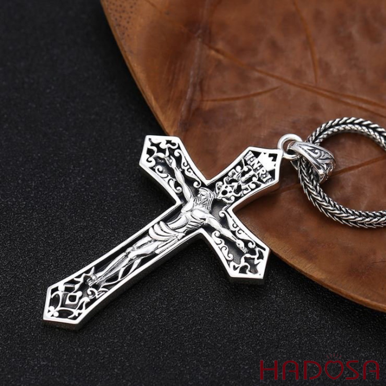 Mặt dây chuyền nam bạc Thái Thánh Giá 61*37mm