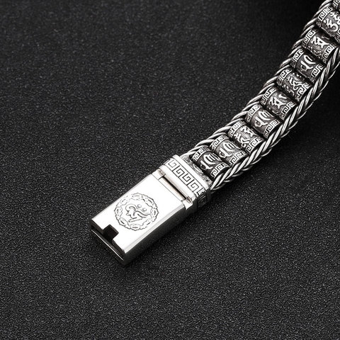 Vòng bạc tay nam Trụ Kinh Luân Xoay