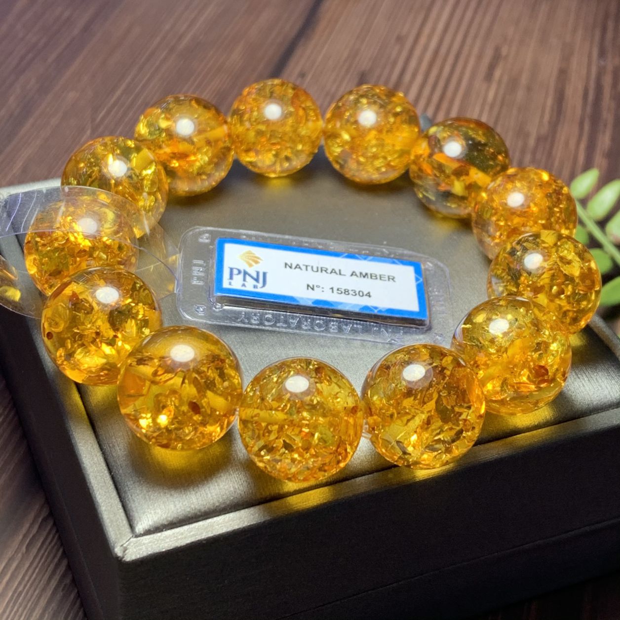 Vòng Hổ Phách Baltic cognac vàng 18mm