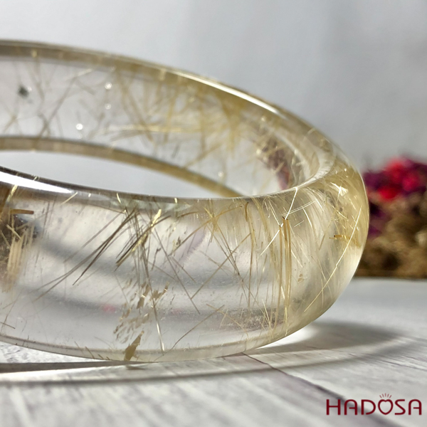 Vòng liền thạch anh tóc vàng 57mm đặc biệt cao cấp chuẩn 6A(-)