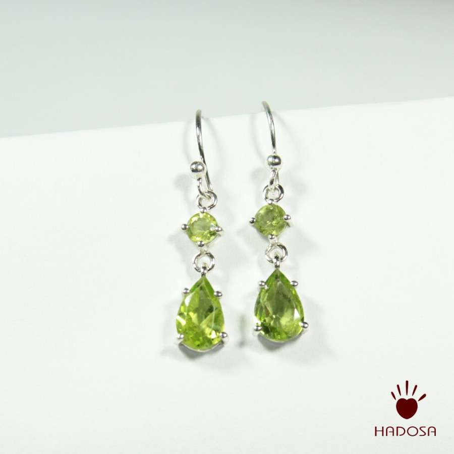 Hoa tai đá Peridot bạc 925 cao cấp