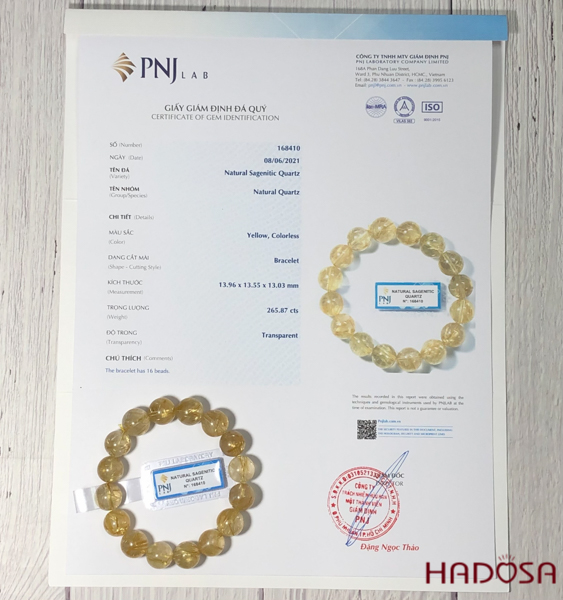 Vòng Thạch Anh Tóc Vàng Cao Cấp 13mm chuẩn 7A