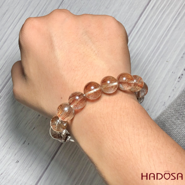 Vòng thạch anh tóc nâu đỏ 13mm cao cấp chuẩn 5A(-)