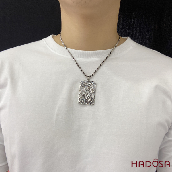 Măt dây chuyền bạc Thái chạm Rồng