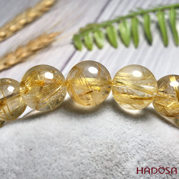 Vòng Thạch Anh Tóc Vàng Cao Cấp 13mm chuẩn 7A