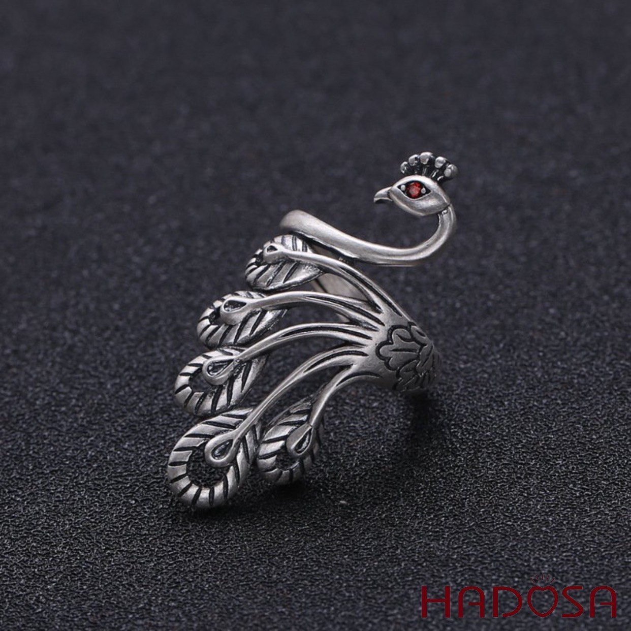 Nhẫn bạc thái Khổng Tước 40*18mm