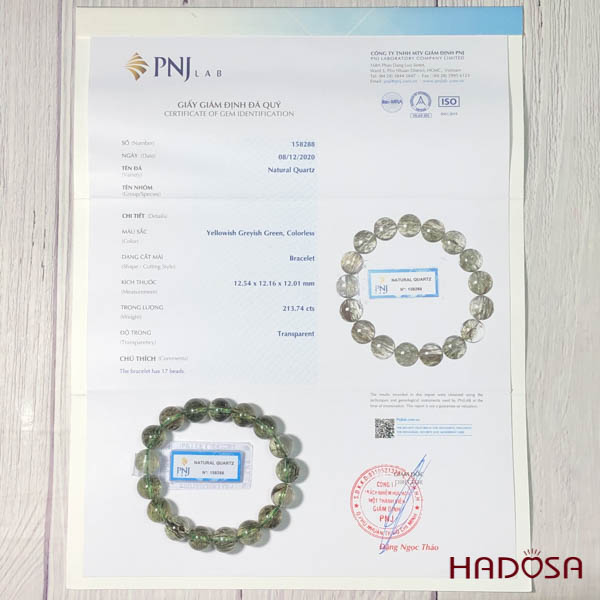 Vòng đá thạch anh tóc xanh 12mm chuẩn 5A