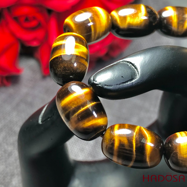 Vòng đá mắt Hổ vàng nâu hạt trụ 12x16mm 5A