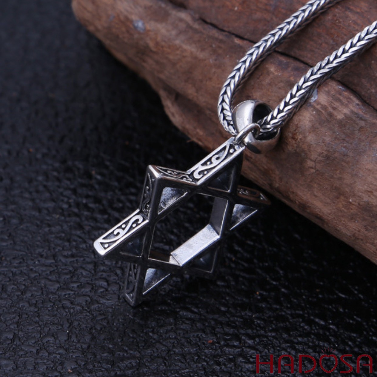 Mặt dây chuyền bạc nam Ngôi sao David 23mm