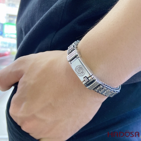 Vòng bạc tay nam Trụ Kinh Luân Xoay