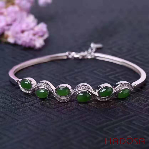 Lắc tay Ngọc Bích Canada (4*6mm) Bạc 925
