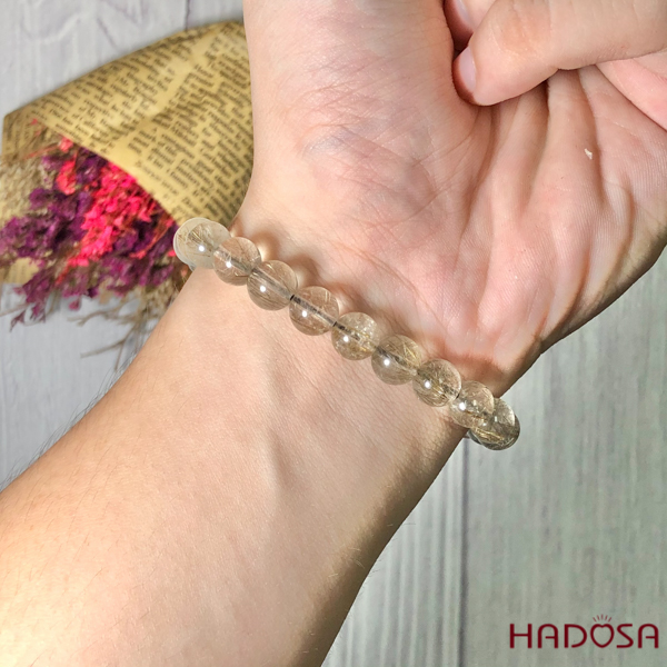 Vòng thạch anh tóc bạc kim 08mm chuẩn 3A