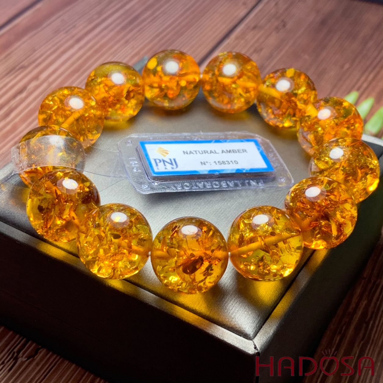 Hổ Phách Baltic cognac vàng đậm 18mm