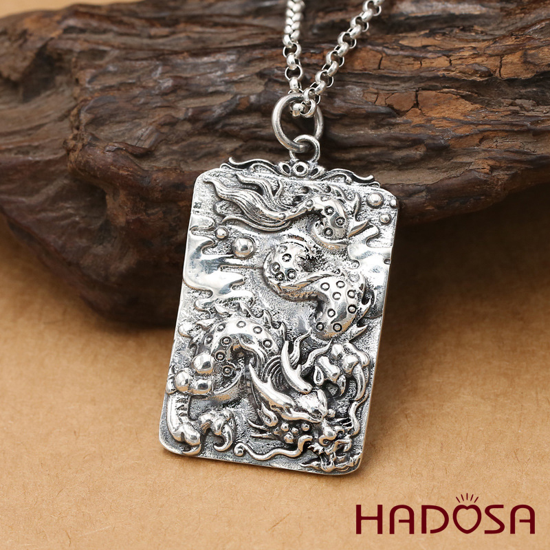 Măt dây chuyền bạc Thái chạm Rồng