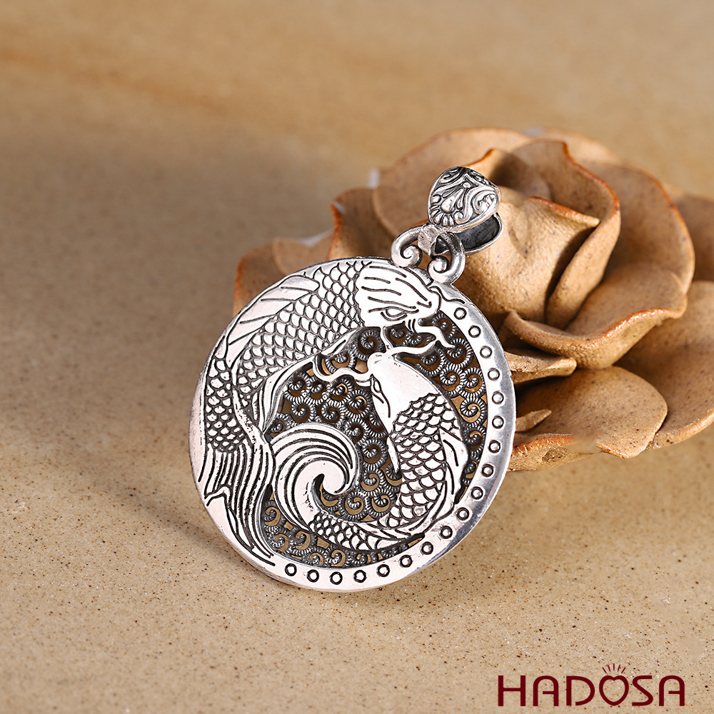 Mặt dây nam bạc cá Koi 37mm