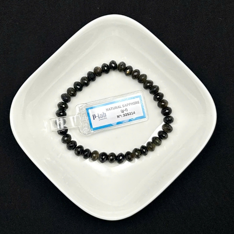 Vòng đá Sapphire mài giác 7mm cao cấp