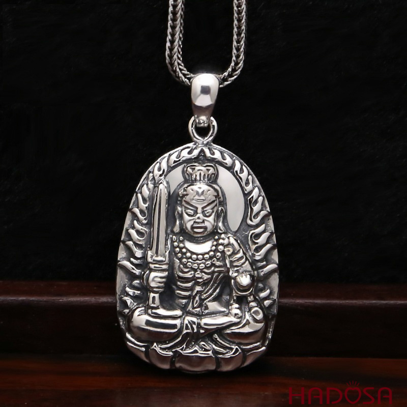 Mặt dây chuyền bạc Thái Phật bản mệnh Bất Động Minh Vương (Dậu)