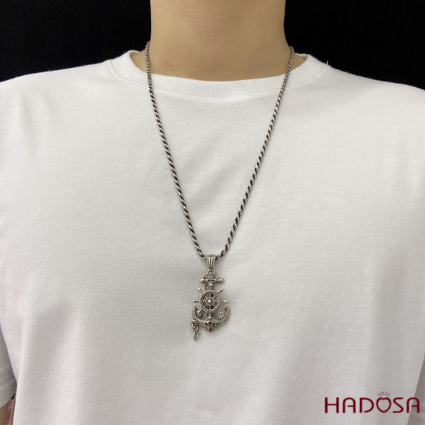 Mặt dây chuyền bạc mỏ neo 54x27mm