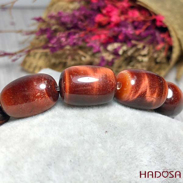 Vòng Thạch Anh Mắt Hổ nâu đỏ hạt trụ mix tỳ hưu